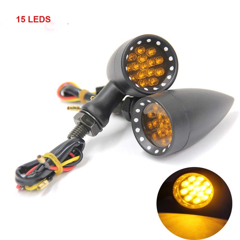 MISS MOLY Bobber Cafe Motorcycle LED Black Bullet Amber Brake Blinker Turn Signal Tail Light - Image 4